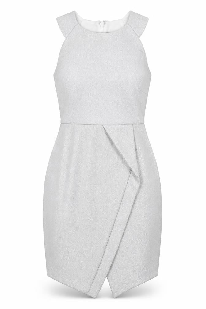 Topshop Silver Sleeveless Bodycon Dress, Size 8