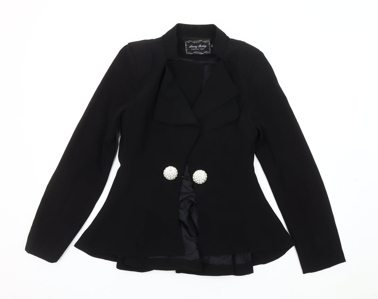 Anny Baby Black Women's Blazer M, Slim Fit, Button Accent