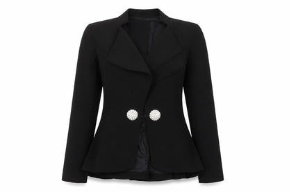 Anny Baby Black Women's Blazer M, Slim Fit, Button Accent