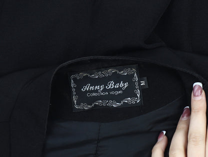 Anny Baby Black Women's Blazer M, Slim Fit, Button Accent