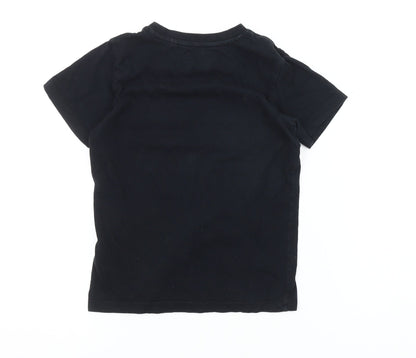 Blue Zoo Boys Black Graphic T-Shirt 7-8 Years Casual Short Sleeve