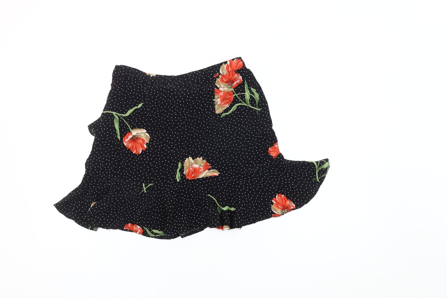 Topshop Petite Floral Ruffle Skirt - Black Size 8