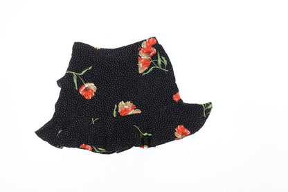 Topshop Petite Floral Ruffle Skirt - Black Size 8