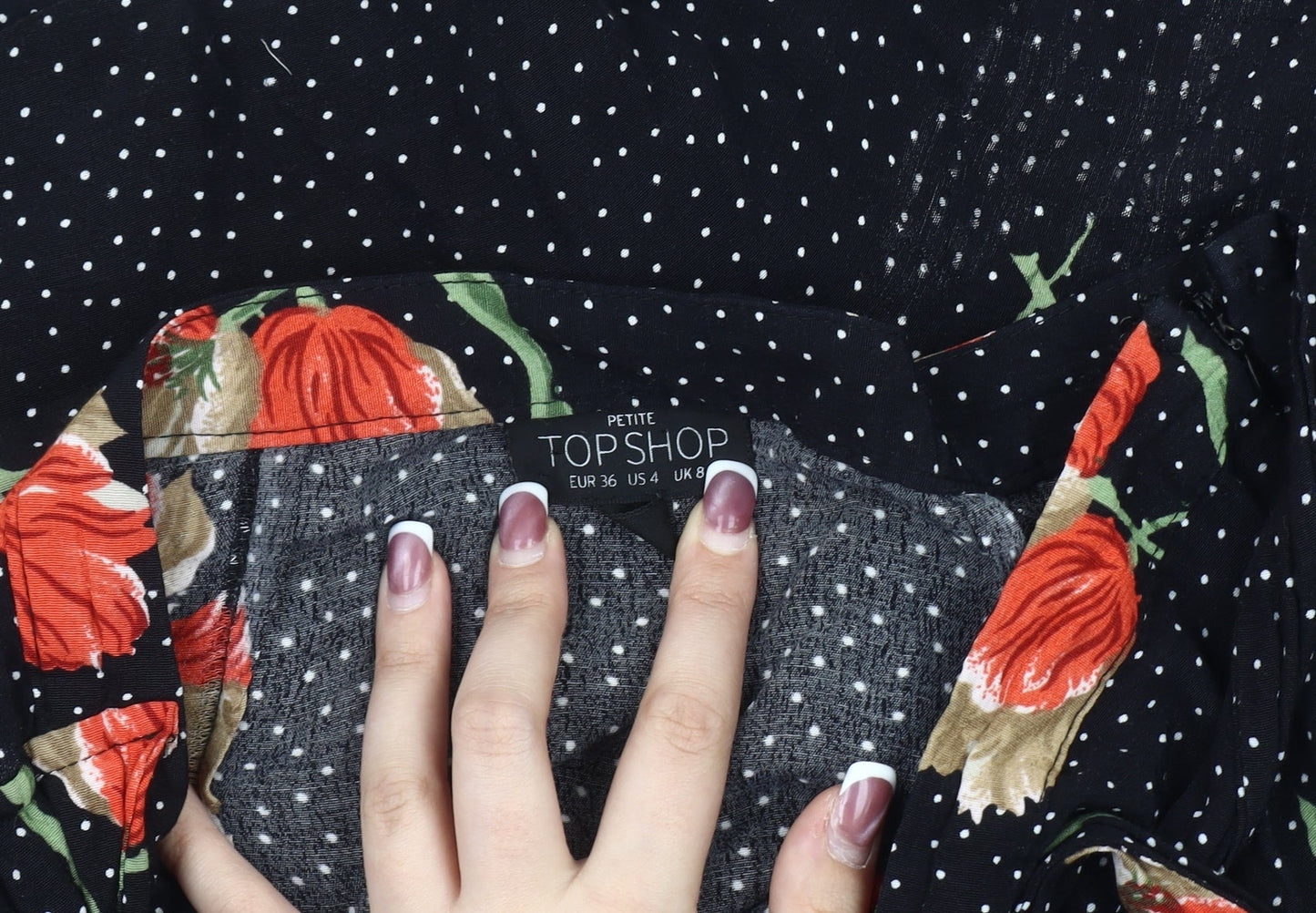 Topshop Petite Floral Ruffle Skirt - Black Size 8