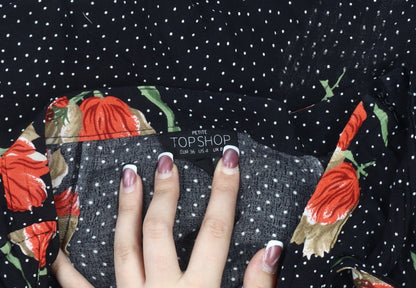 Topshop Petite Floral Ruffle Skirt - Black Size 8