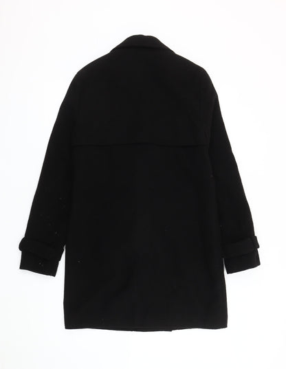 Missguided Women's Black Wool Overcoat, Size M, Classic Style