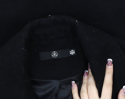 Missguided Women's Black Wool Overcoat, Size M, Classic Style