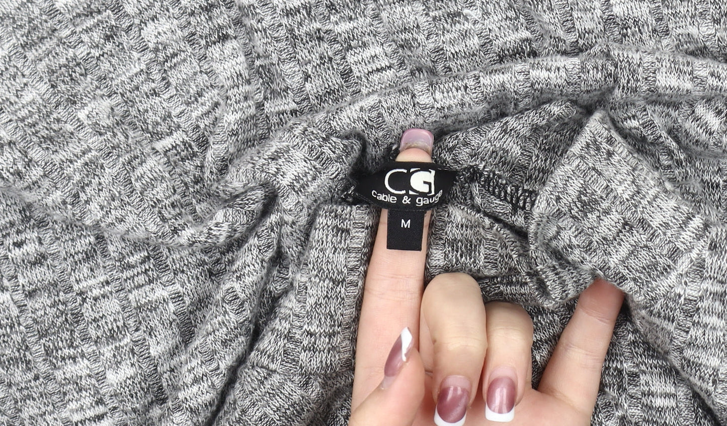 Cable & Gauge Womens Grey Mock Neck Pullover Jumper M