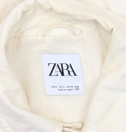 Womens UK Size 14 Zara Ivory Bomber Jacket