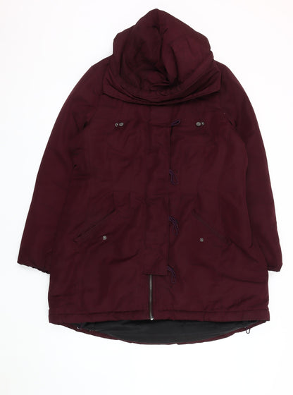 Lipsy Women's Maroon Parka Coat Size 14