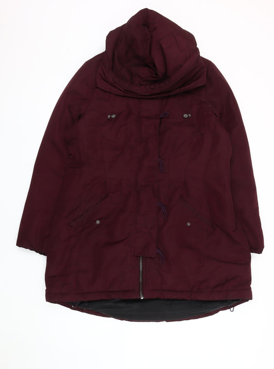 Lipsy Women's Maroon Parka Coat Size 14