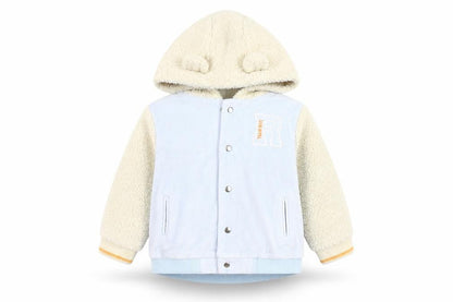 Front view of River Island unisex varsity jacket 18-24 months blue/ivory