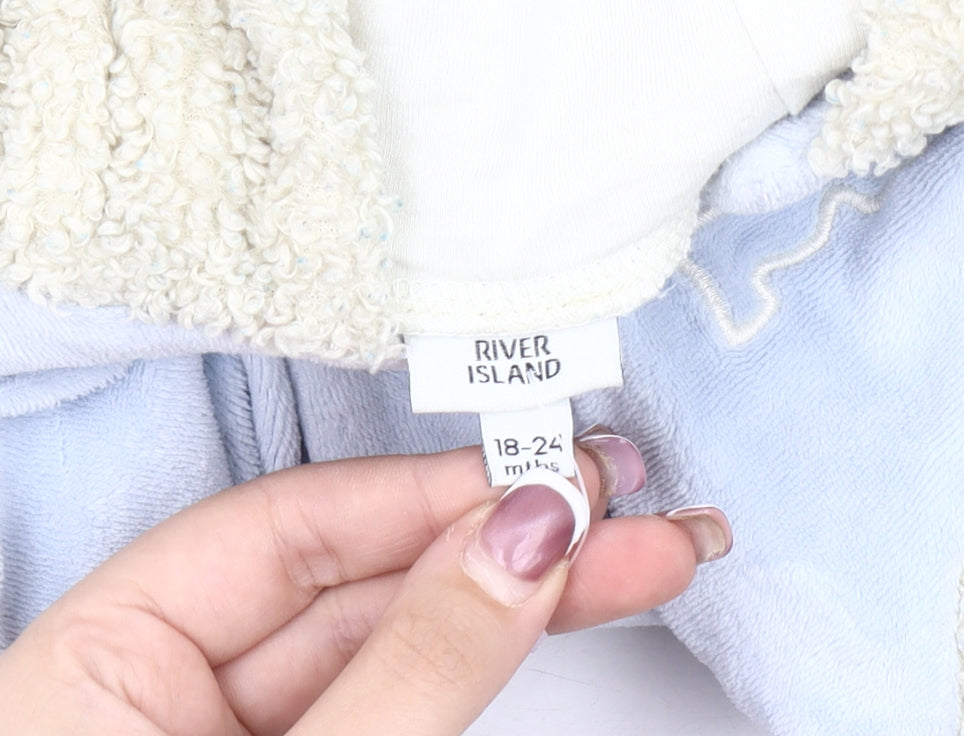 River Island Unisex Varsity Jacket 18-24 Months Blue/Ivory