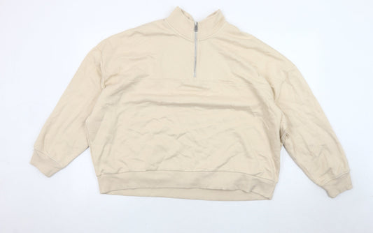 Womens UK Size XL Marks and Spencer Beige Henley Sweatshirt