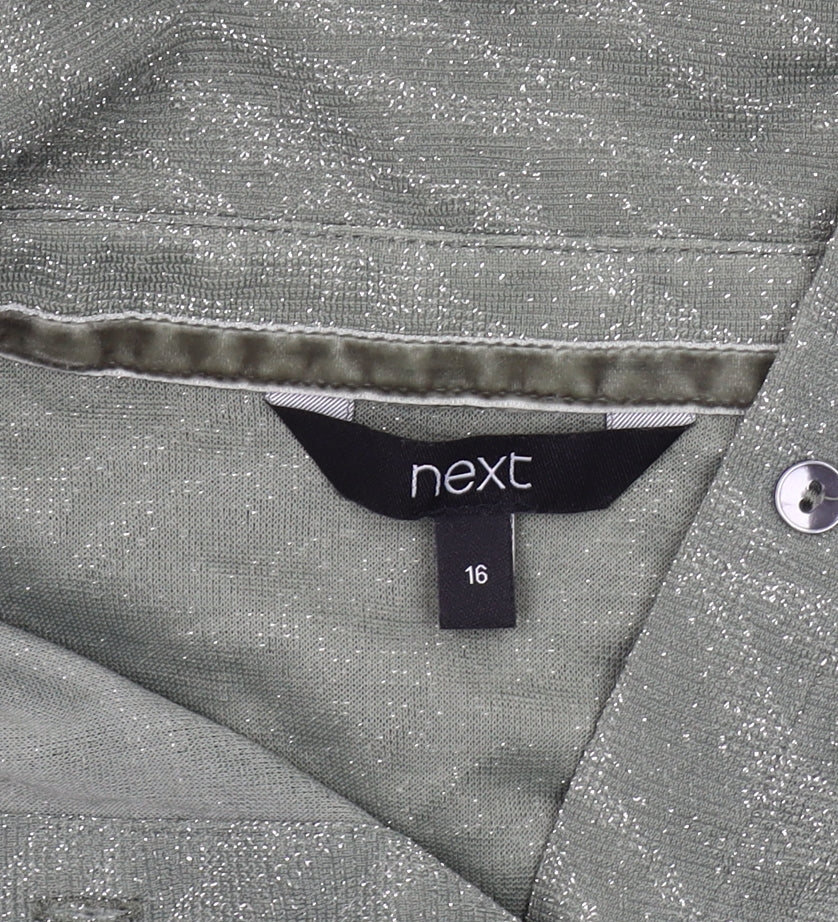 Womens UK Size 16 NEXT Green Basic Button-Up