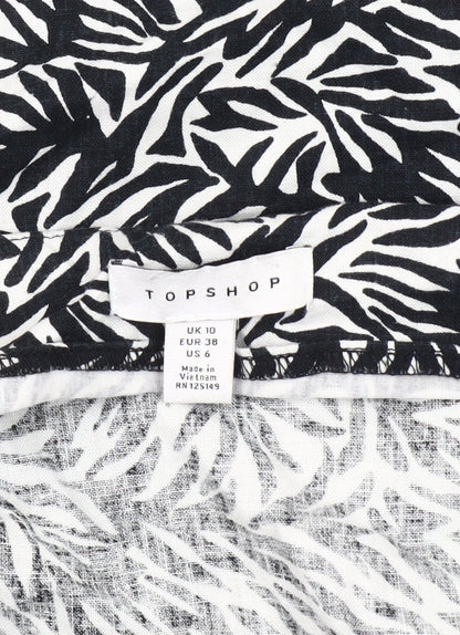 Topshop Women's Black Printed Sleeveless Dress UK 10