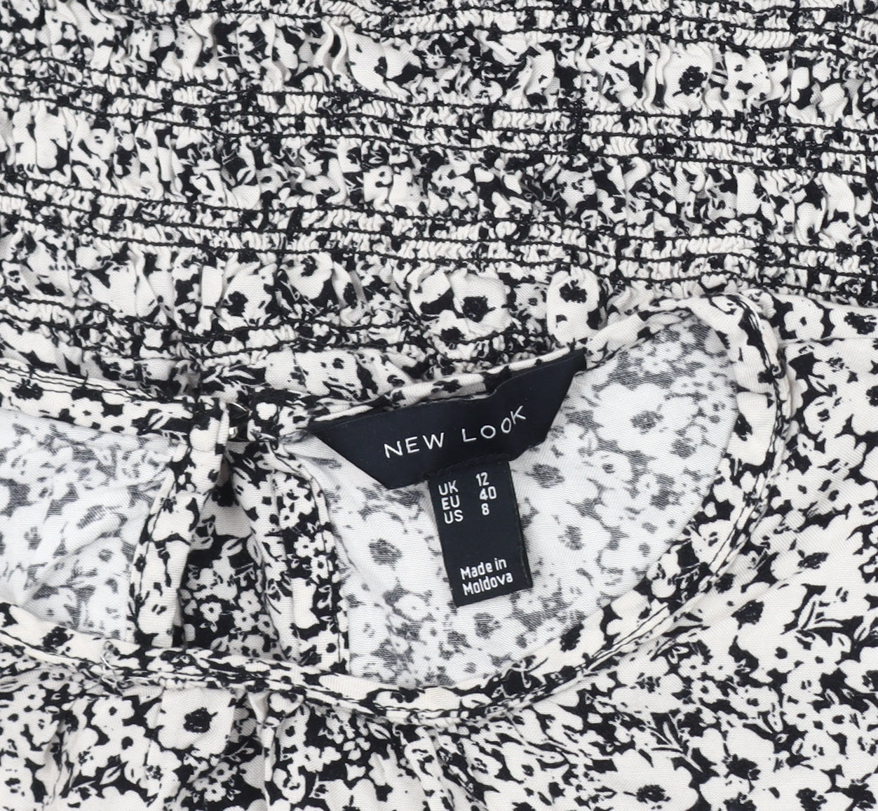 New Look Women's Floral Blouse Size 12, Puff Sleeve