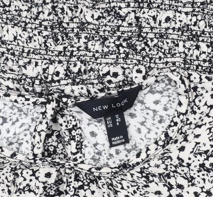 New Look Women's Floral Blouse Size 12, Puff Sleeve