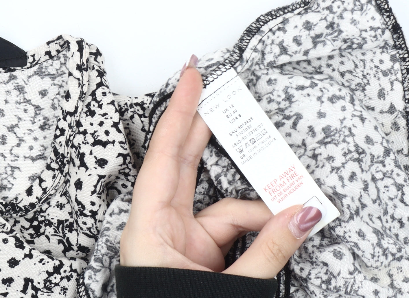 New Look Women's Floral Blouse Size 12, Puff Sleeve