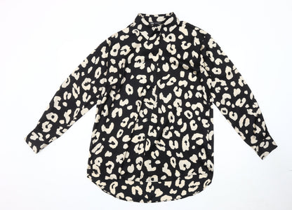 Womens UK Size 12 Zara Black Basic Button-Up
