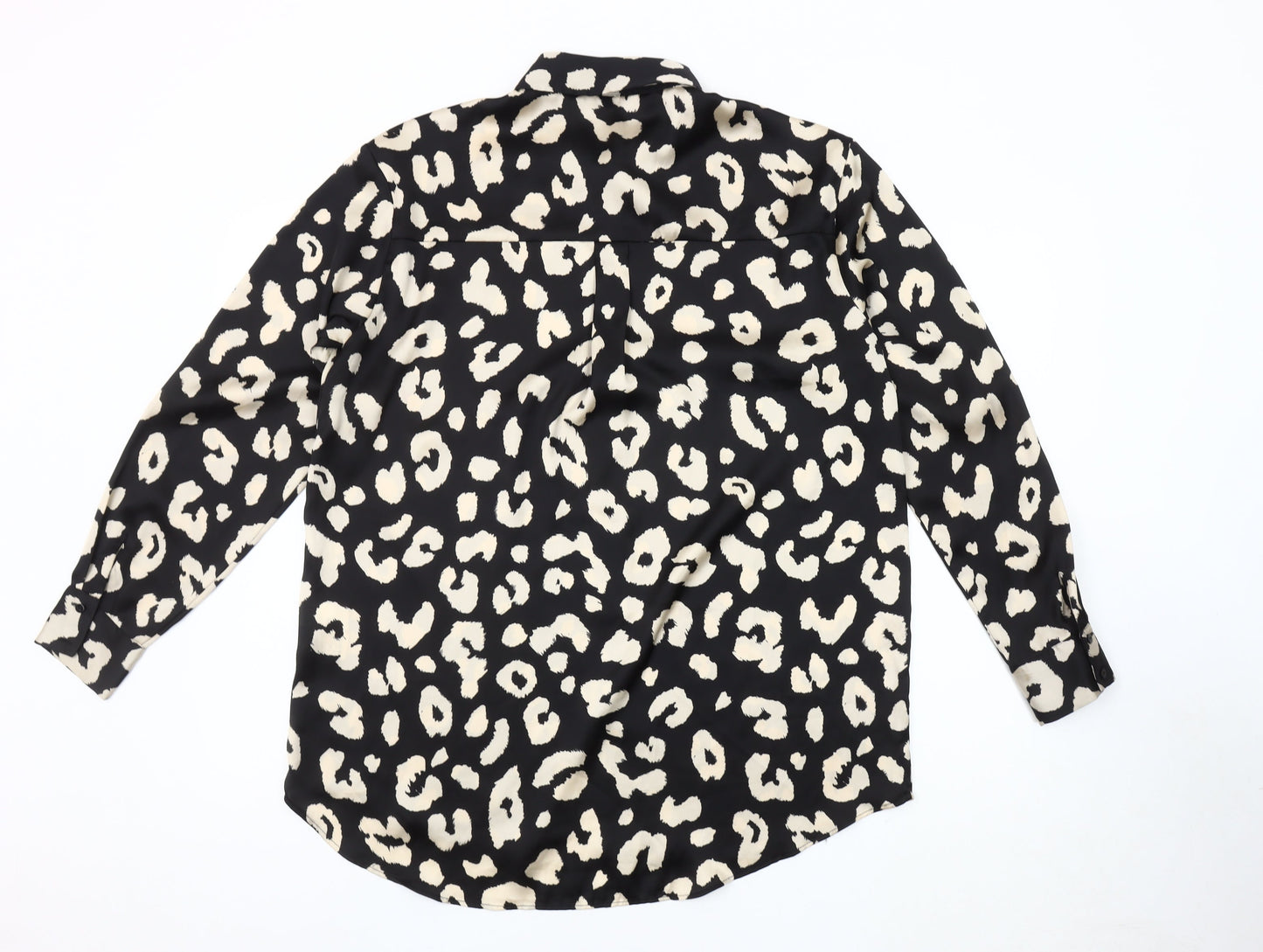 Womens UK Size 12 Zara Black Basic Button-Up