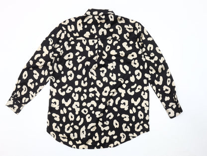 Womens UK Size 12 Zara Black Basic Button-Up