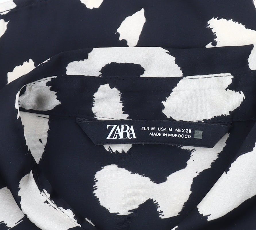 Womens UK Size 12 Zara Black Basic Button-Up