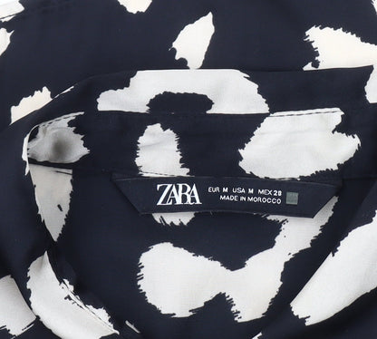 Womens UK Size 12 Zara Black Basic Button-Up