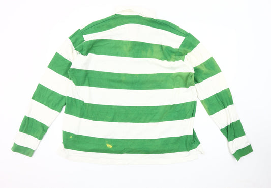 iets frans Men's Green Striped Polo Size S