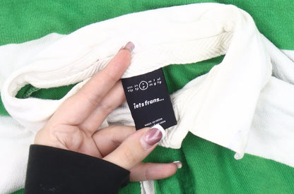 iets frans Men's Green Striped Polo Size S