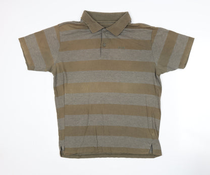Schott Men's Brown Striped XL Polo Shirt