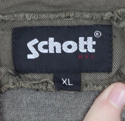 Schott Men's Brown Striped XL Polo Shirt