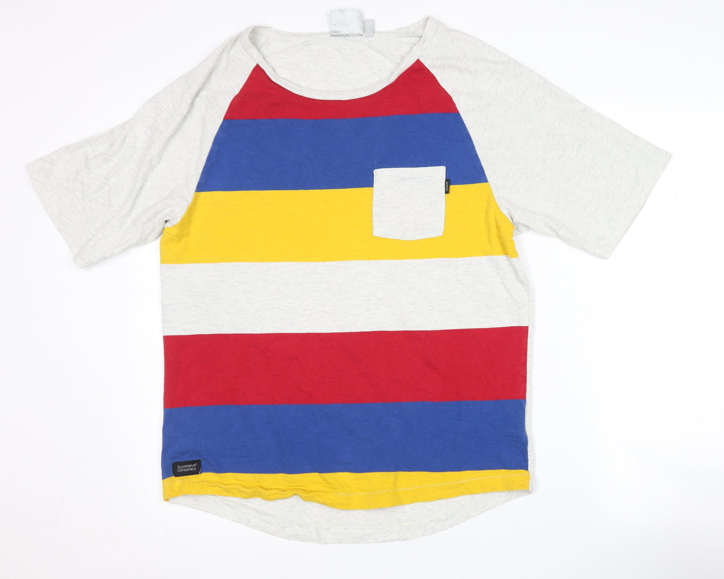 WESC Men's Multicoloured Striped T-Shirt Medium