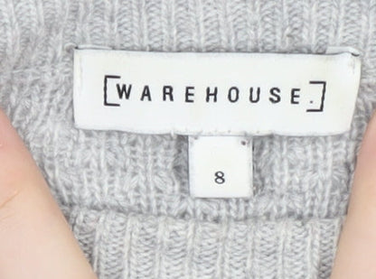 Womens UK Size 8 Warehouse Grey Pullover Jumper