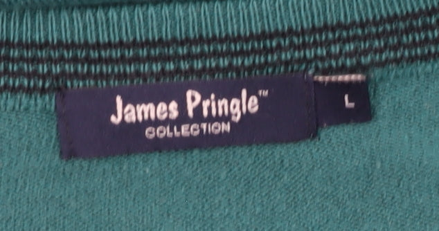 James Pringle Men's Green V-Neck Pullover Jumper