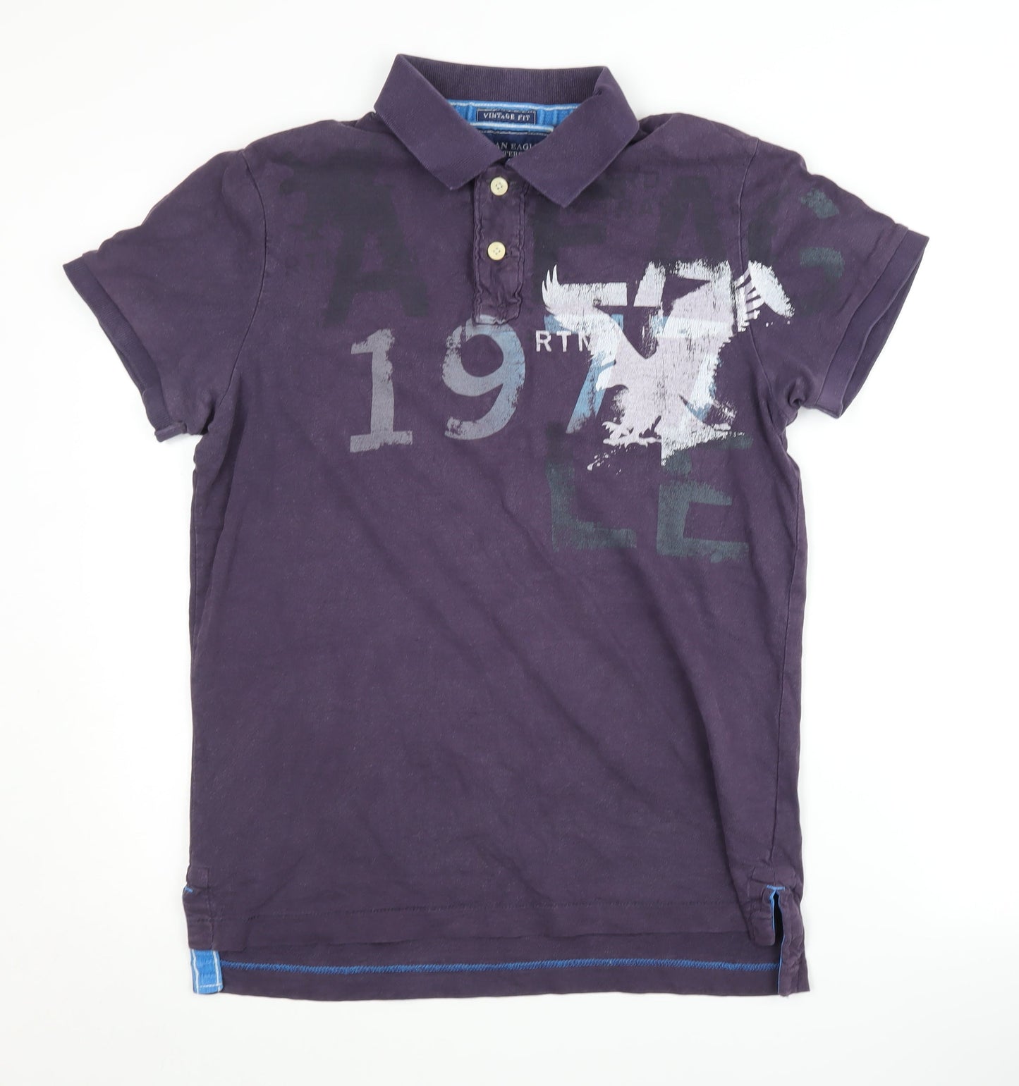 American Eagle Men’s Purple Polo Shirt S Cotton Graphic