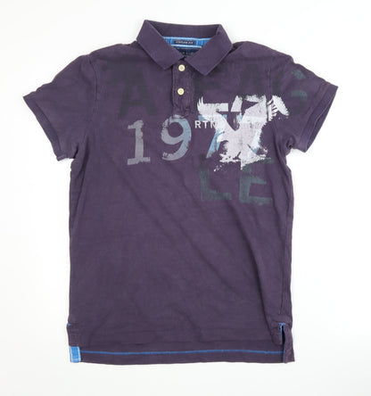 American Eagle Men’s Purple Polo Shirt S Cotton Graphic