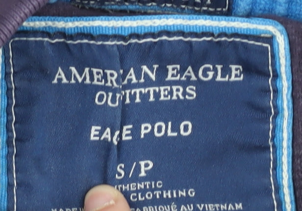 American Eagle Men’s Purple Polo Shirt S Cotton Graphic