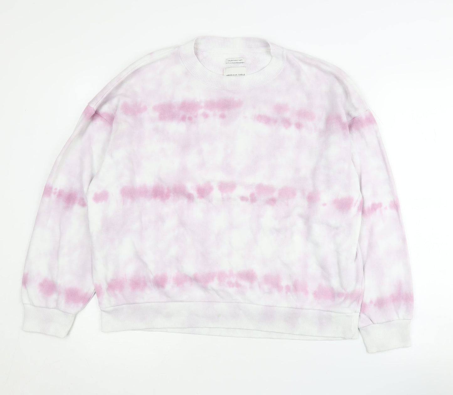 American Eagle Women's Pink Tie-Dye Crew Sweatshirt L
