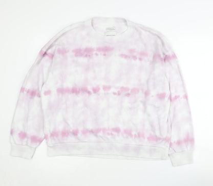 American Eagle Women's Pink Tie-Dye Crew Sweatshirt L