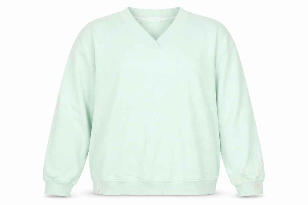 Front view of Bekkin unisex green xl v-neck pullover sweatshirt
