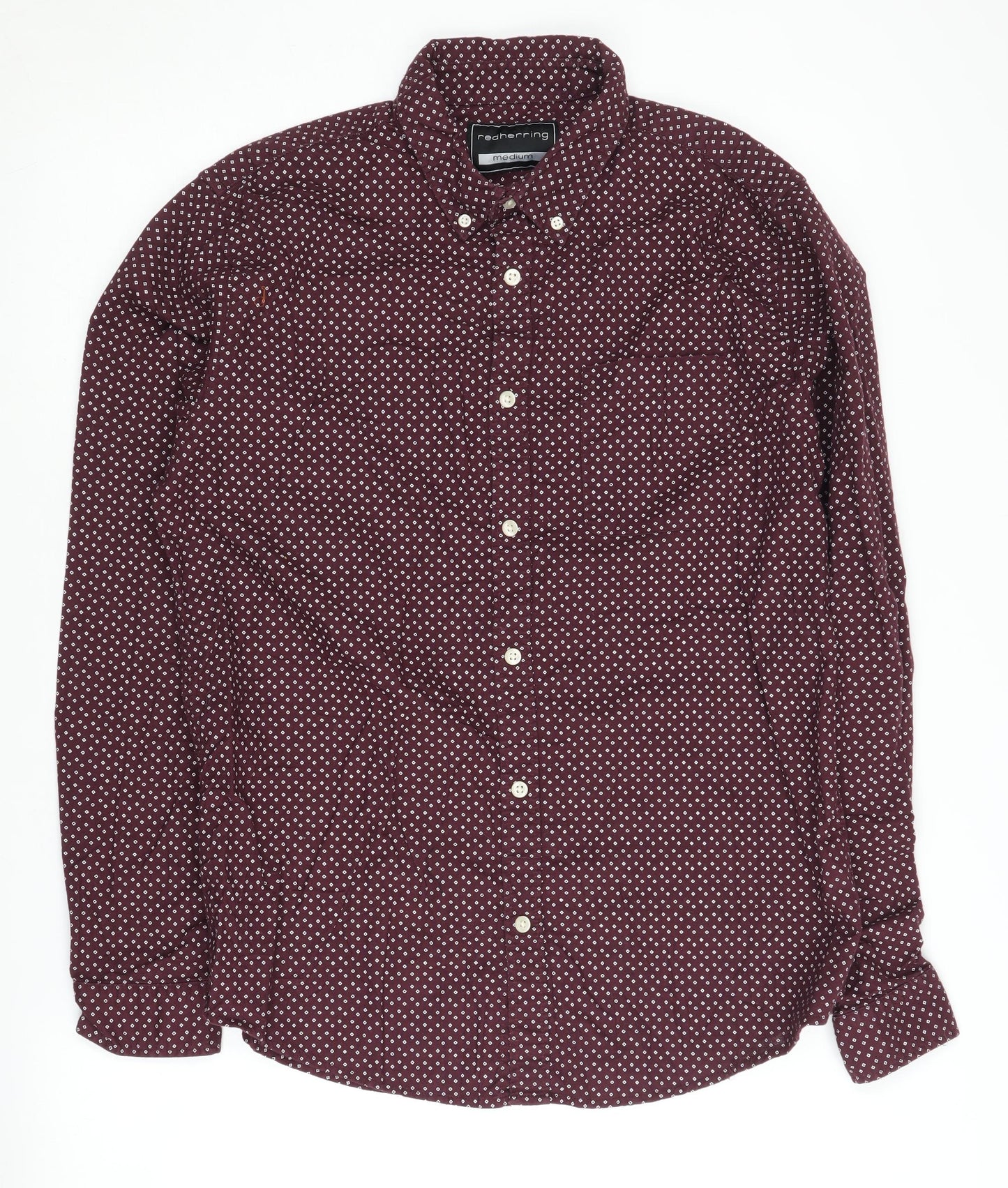Red Herring Men's Red Geometric Button-Up Shirt M