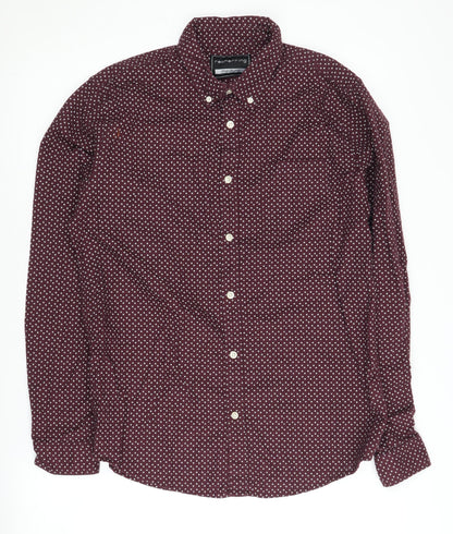 Red Herring Men's Red Geometric Button-Up Shirt M
