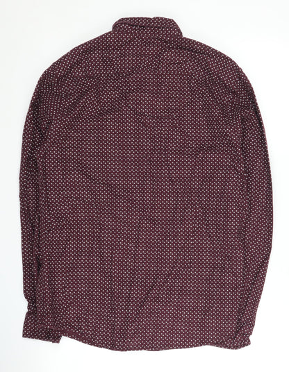 Red Herring Men's Red Geometric Button-Up Shirt M