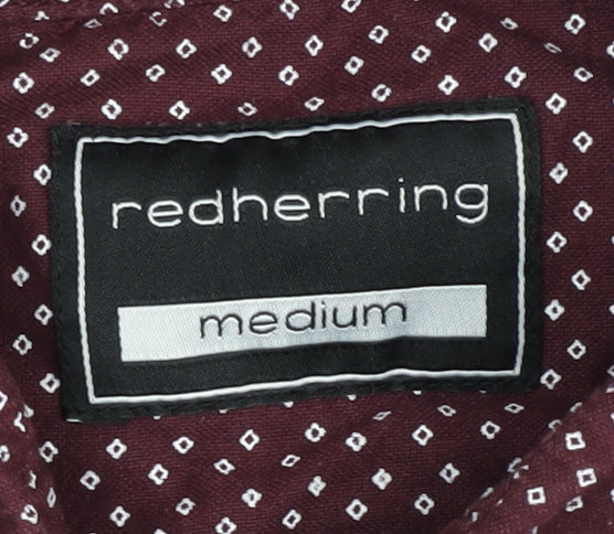 Red Herring Men's Red Geometric Button-Up Shirt M