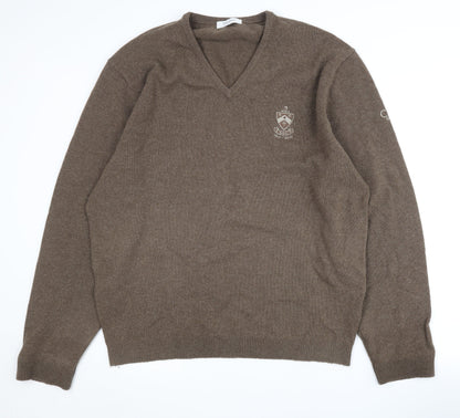 Calvin Klein Men's Brown XL V-Neck Pullover Jumper