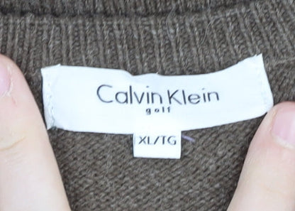 Calvin Klein Men's Brown XL V-Neck Pullover Jumper
