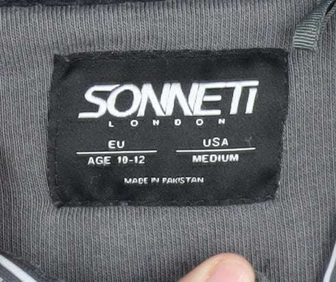 Sonneti Boys Grey Full Zip Hoodie M - Casual & Stylish