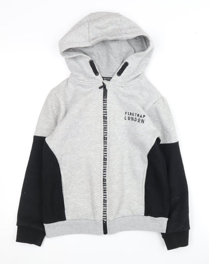 Firetrap Boys Grey and Black Full Zip Hoodie, Size 9-10 Years