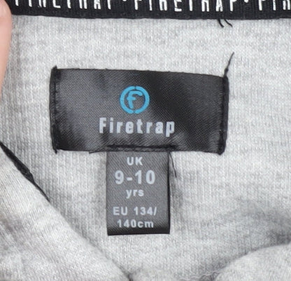 Firetrap Boys Grey and Black Full Zip Hoodie, Size 9-10 Years